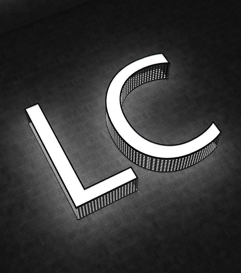 LC Sign illuminated lettering